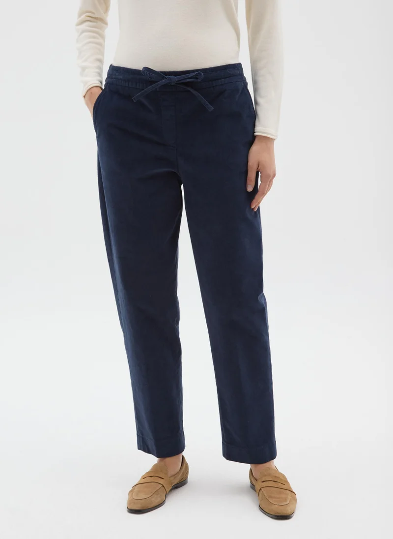 او في اس OVS Blue Stretch Cotton Trousers Regular Fit